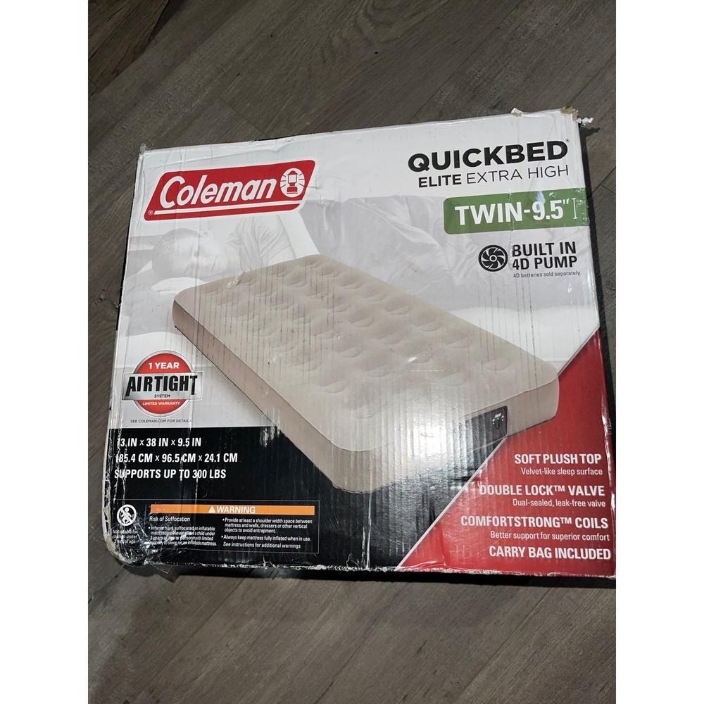 Coleman Quick Bed Elite 9.5 in Extra-High Airbed with 4D Built-in Pump, Twin